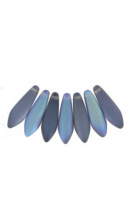 Czech Glass Daggers beads 5x16mm Crystal graphite rainbow matted 00030-98577